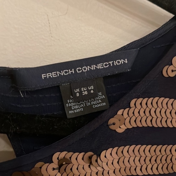 French Connection Navy Gold Sequin Mini Dress - Picture 7 of 8